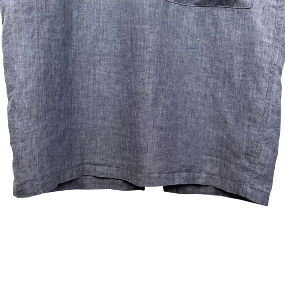 Chalet Et Ceci Linen Short Sleeve Dress M Gray Pocket Minimal Coastal Lagenlook - Picture 6 of 14